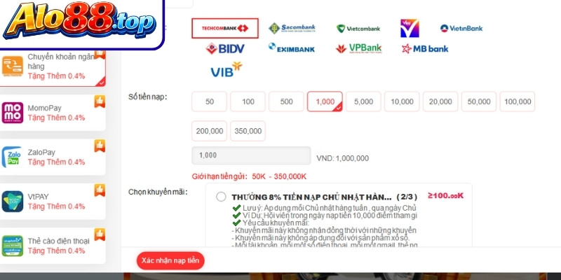 Mẹo để nạp tiền Alo88 thành công lần đầu