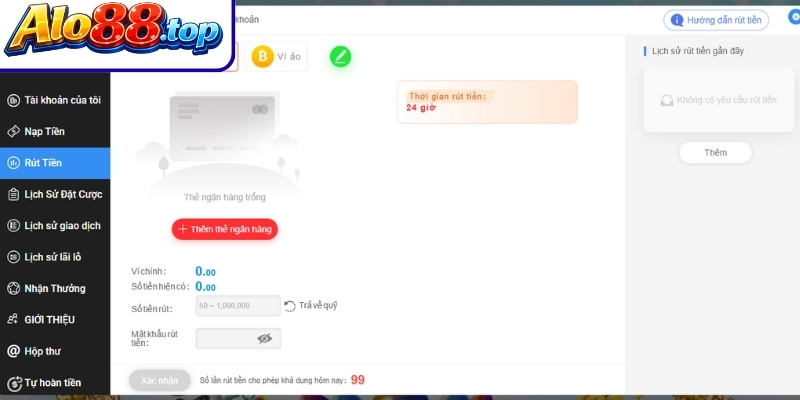 Điều kiện khi rút tiền Alo88